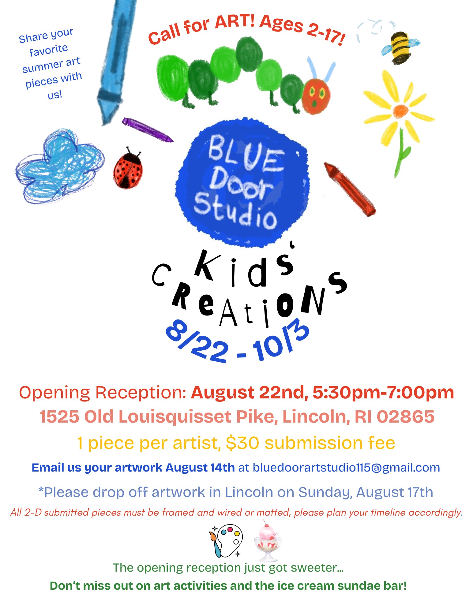 lincoln call for art kids creation flyer